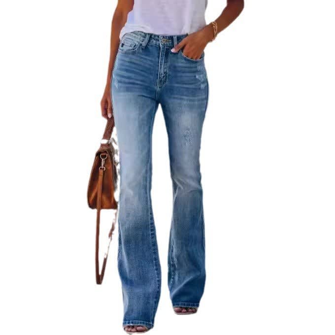Xanthe High Rise Flared Jeans in Mid Blue_5