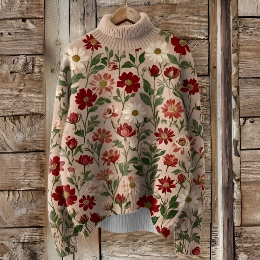 Gilda Floral Roll Neck Womens Christmas Jumper_1
