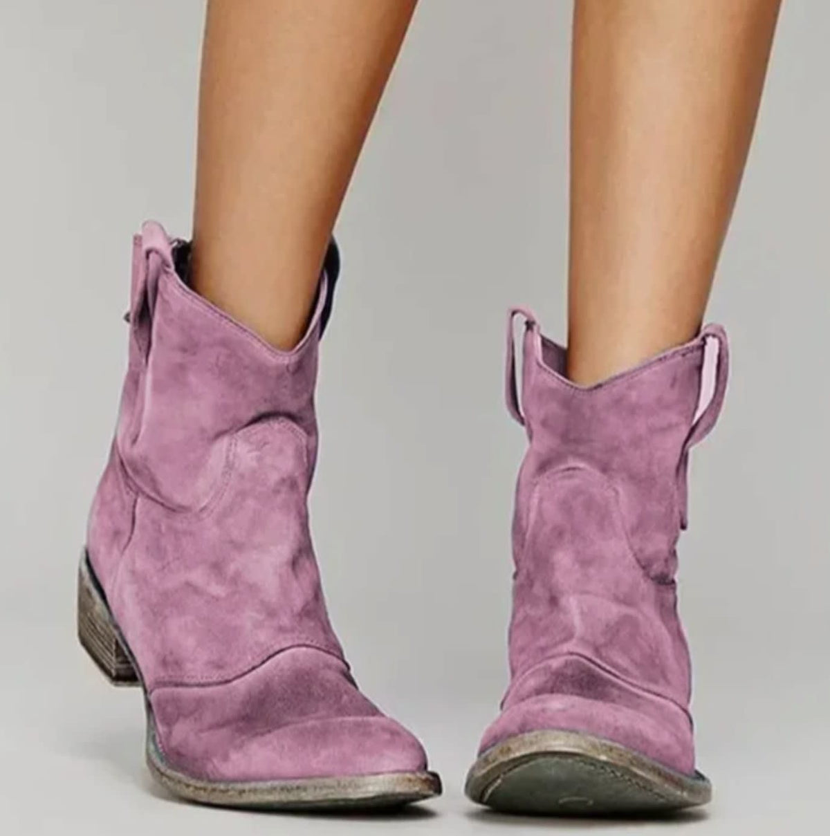 Dorothea Slouch Suede Western Ankle Boots_6