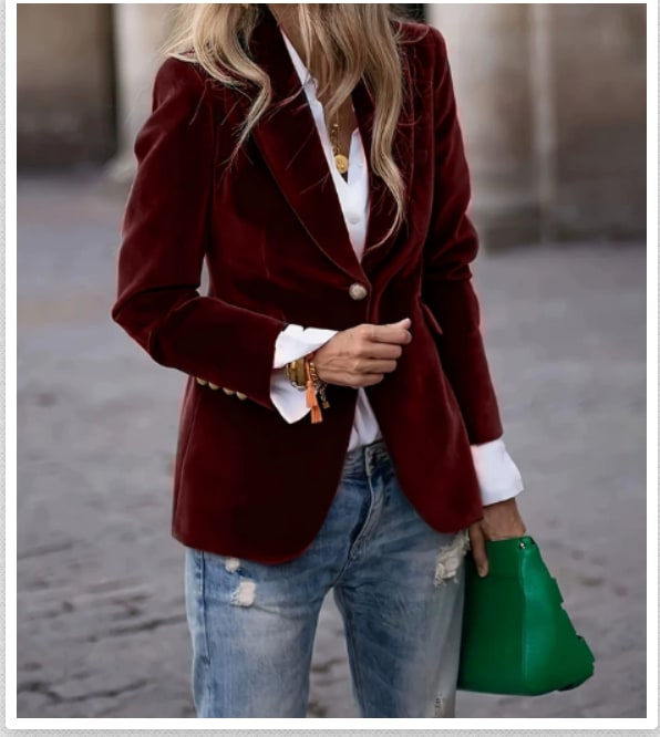 Aveline Velvet Single Button Dress Blazer_7