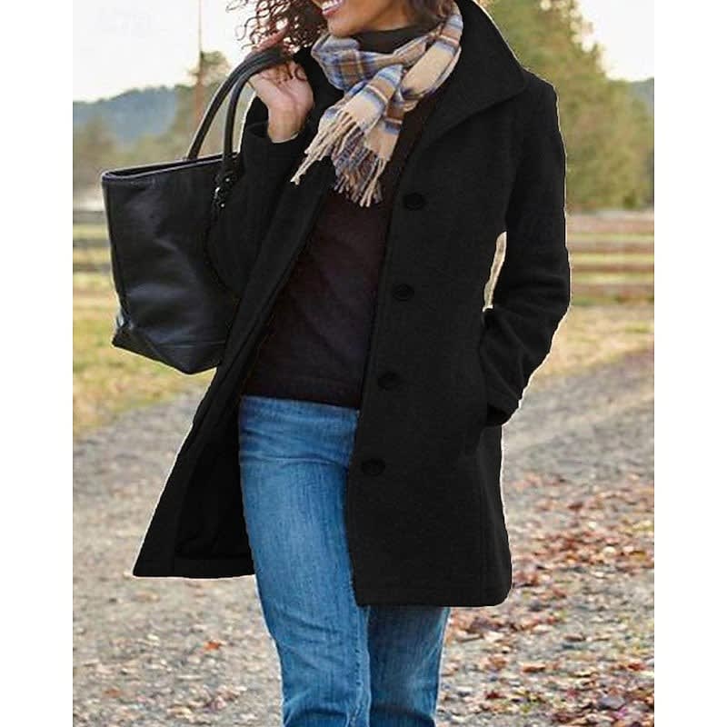 Amara Turndown Collar Button Front Winter Coat_5