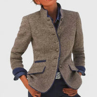 Leonie Stand Collar Fitted Knit Cardigan Jacket