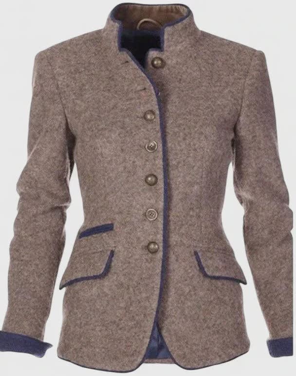 Leonie Stand Collar Fitted Knit Cardigan Jacket