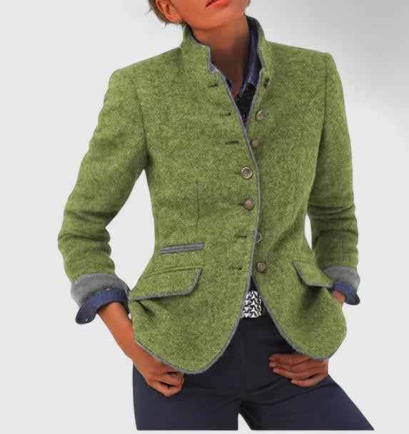 Leonie Stand Collar Fitted Knit Cardigan Jacket_4