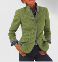Leonie Stand Collar Fitted Knit Cardigan Jacket