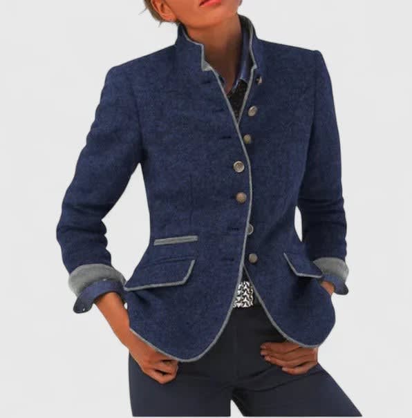 Leonie Stand Collar Fitted Knit Cardigan Jacket