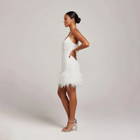 Birdie Fringe Feather Hem Mini Party Dress
