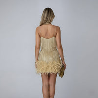 Birdie Fringe Feather Hem Mini Party Dress