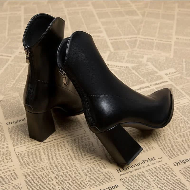 Elke Metal Tip Pointed Toe Heeled Boots