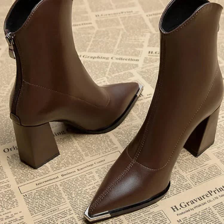 Elke Metal Tip Pointed Toe Heeled Boots