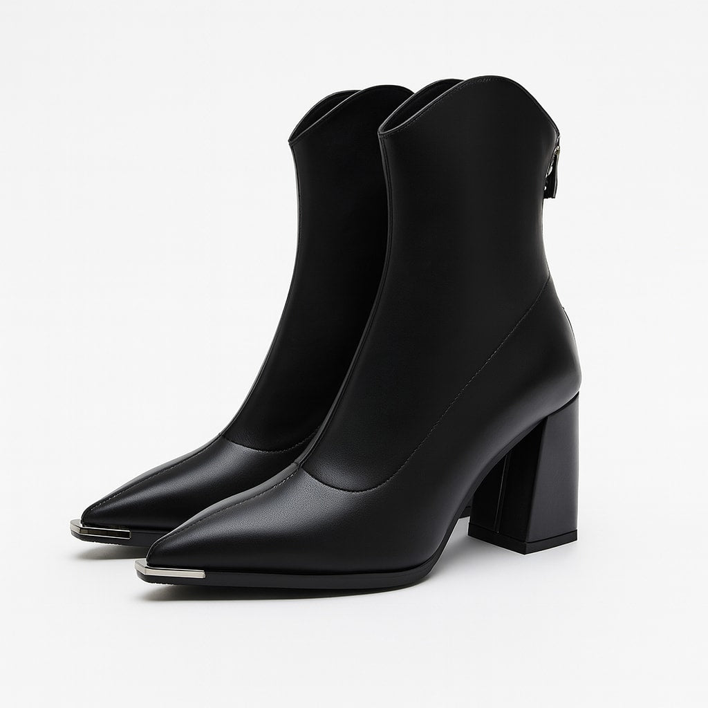 Elke Metal Tip Pointed Toe Heeled Boots_2