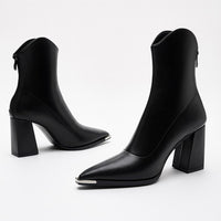 Elke Metal Tip Pointed Toe Heeled Boots