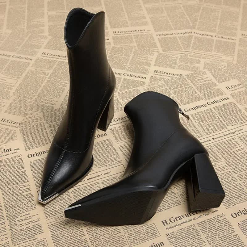 Elke Metal Tip Pointed Toe Heeled Boots