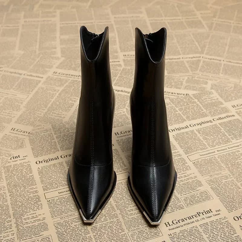 Elke Metal Tip Pointed Toe Heeled Boots