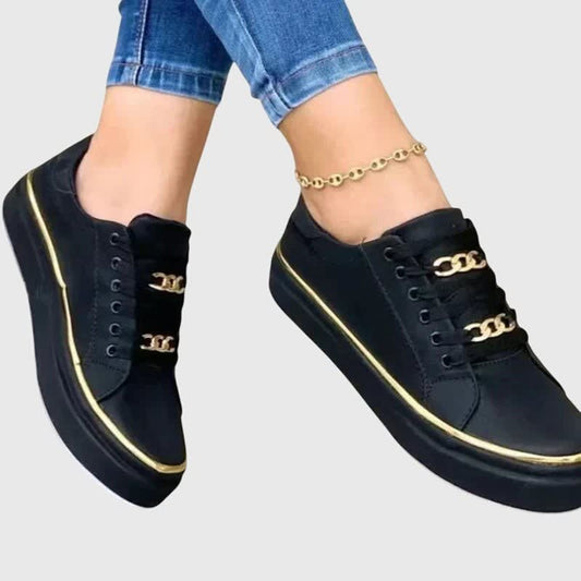 Harlow Velvet Lace-Up Trainers with Chain Detail_1