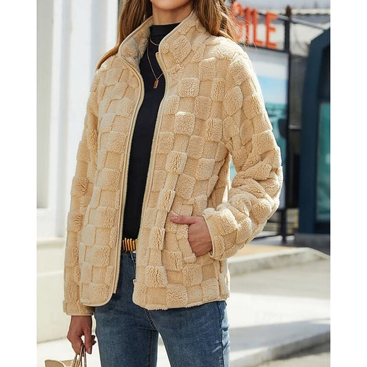 Dorothea Textured Plush Short Winter Coat_1