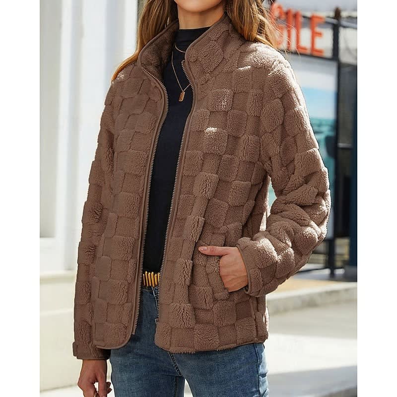 Dorothea Textured Plush Short Winter Coat
