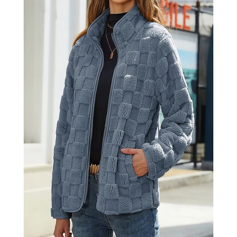 Dorothea Textured Plush Short Winter Coat