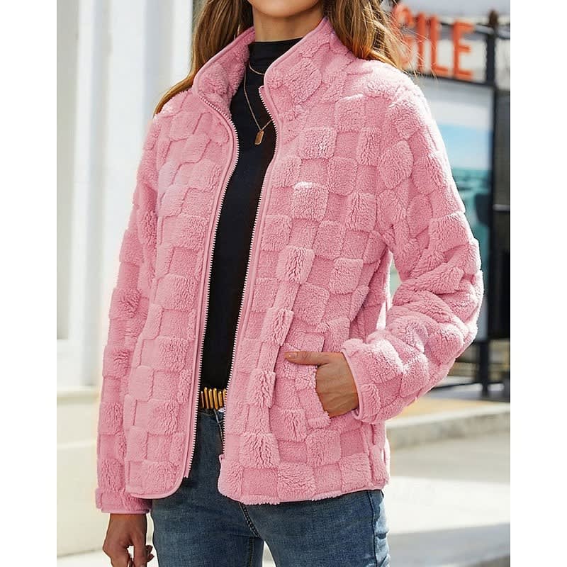 Dorothea Textured Plush Short Winter Coat_5