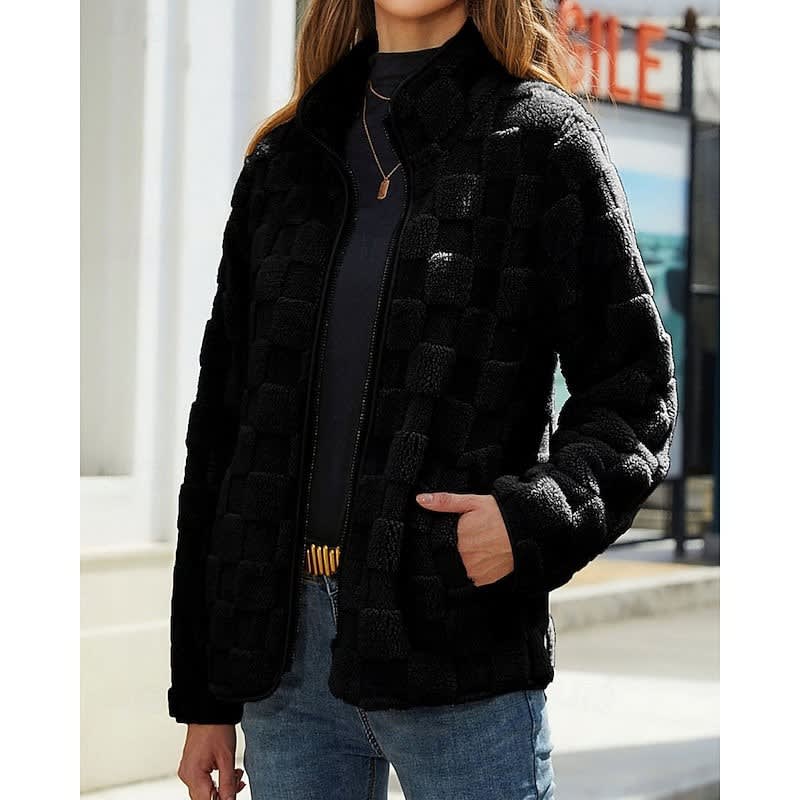 Dorothea Textured Plush Short Winter Coat