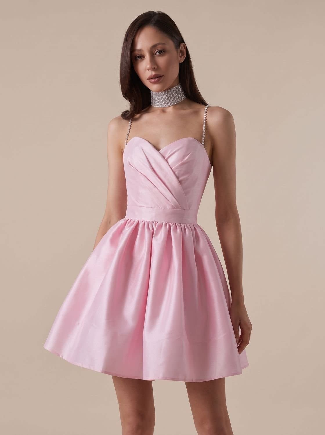 Ellie Satin Sweetheart Party Mini Dress_8