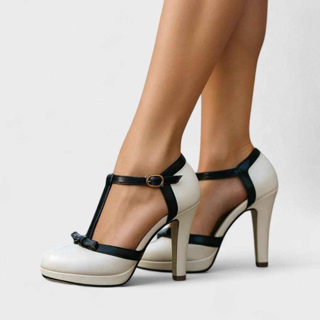 Merle Platform T-Bar Heeled Shoes with Bow_2