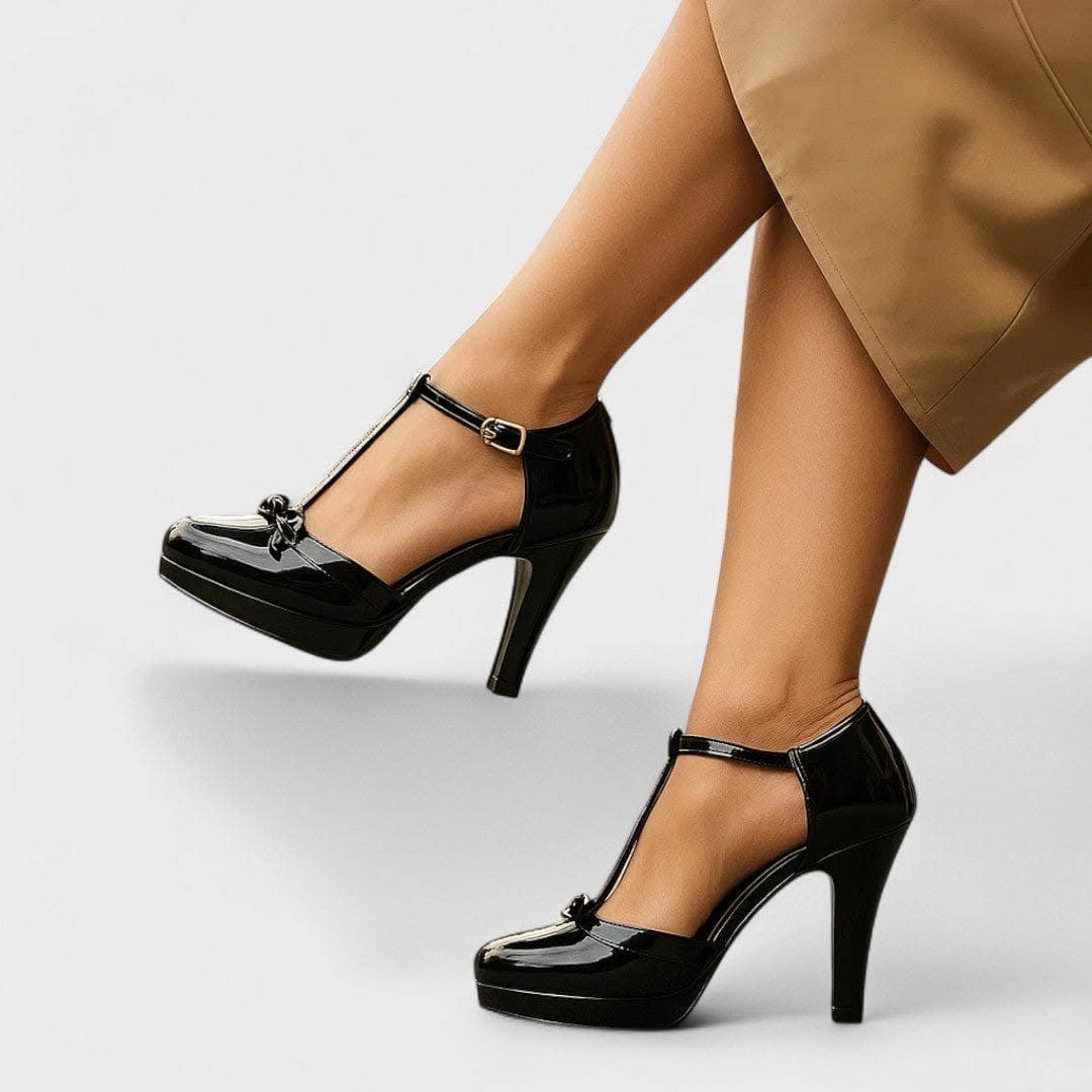 Merle Platform T-Bar Heeled Shoes with Bow_8