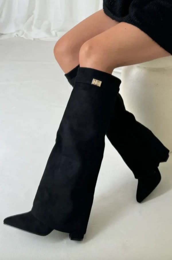 Amara Fold Over Gold Clasp Knee High Boots_7