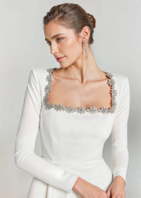 Wynne Embellished Square Neck Velvet Mini Dress