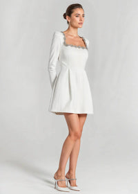 Wynne Embellished Square Neck Velvet Mini Dress