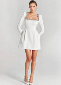 Wynne Embellished Square Neck Velvet Mini Dress