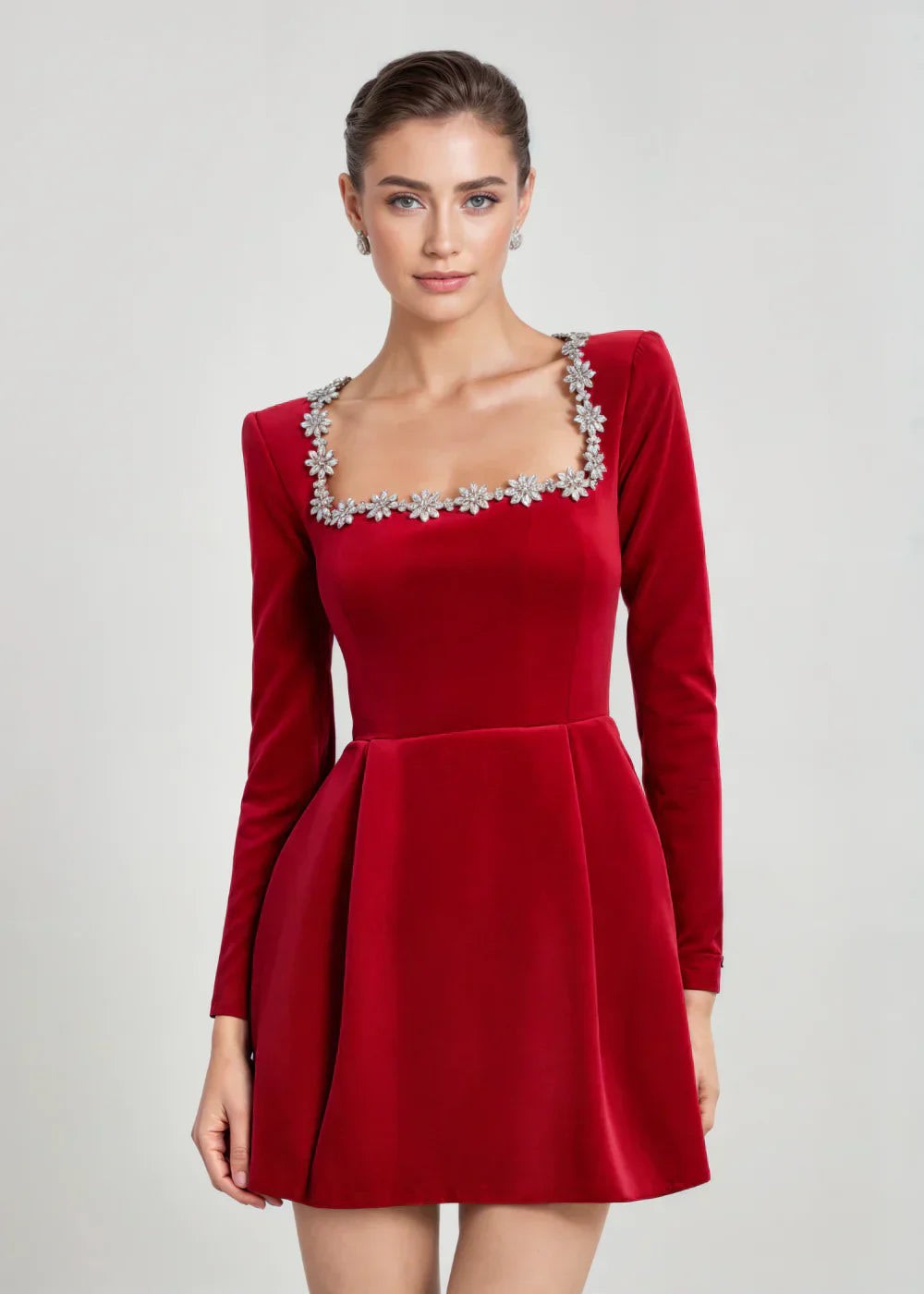 Wynne Embellished Square Neck Velvet Mini Dress_6