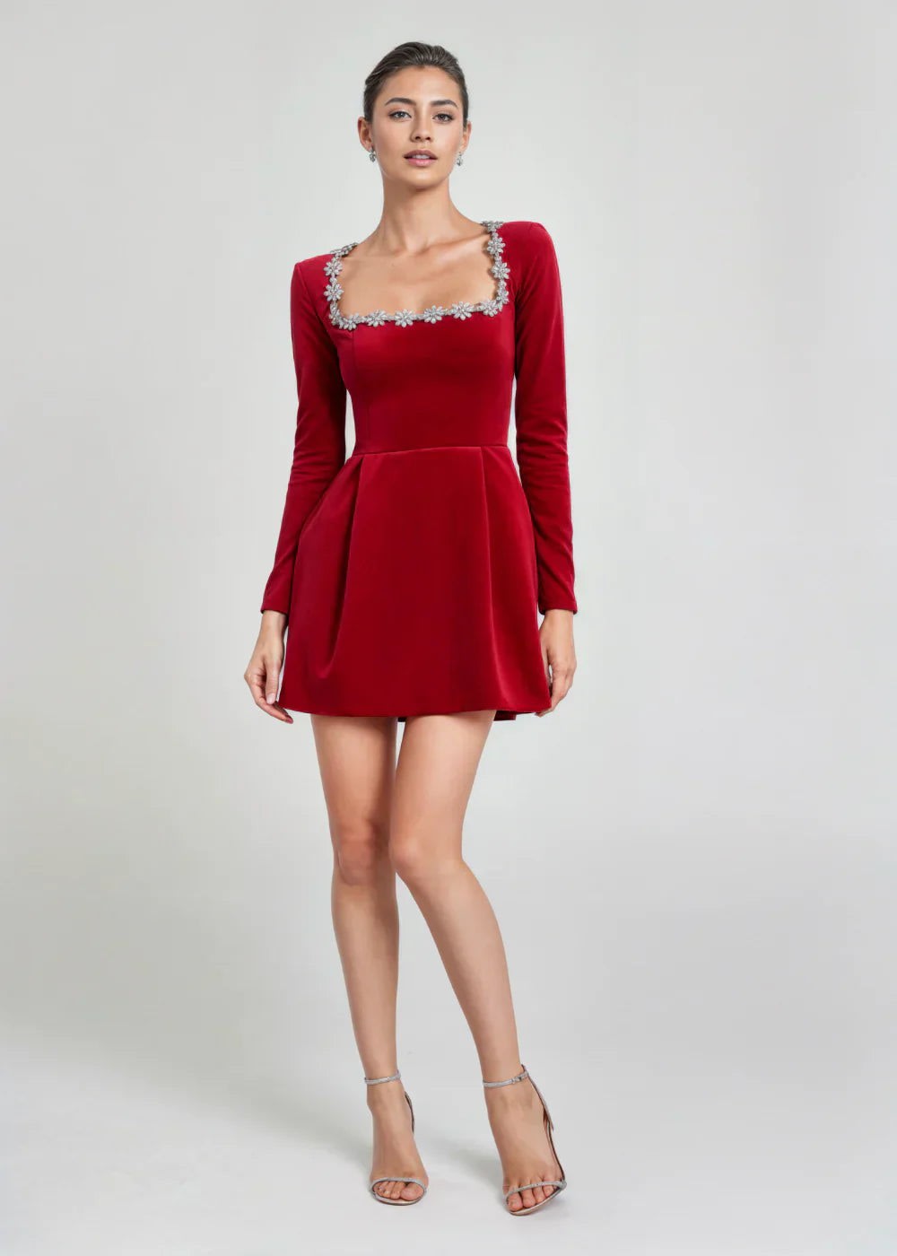Wynne Embellished Square Neck Velvet Mini Dress_9