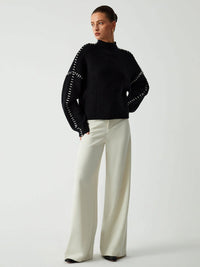 Aurora Blanket Stitch Mock Neck Knitted Jumper
