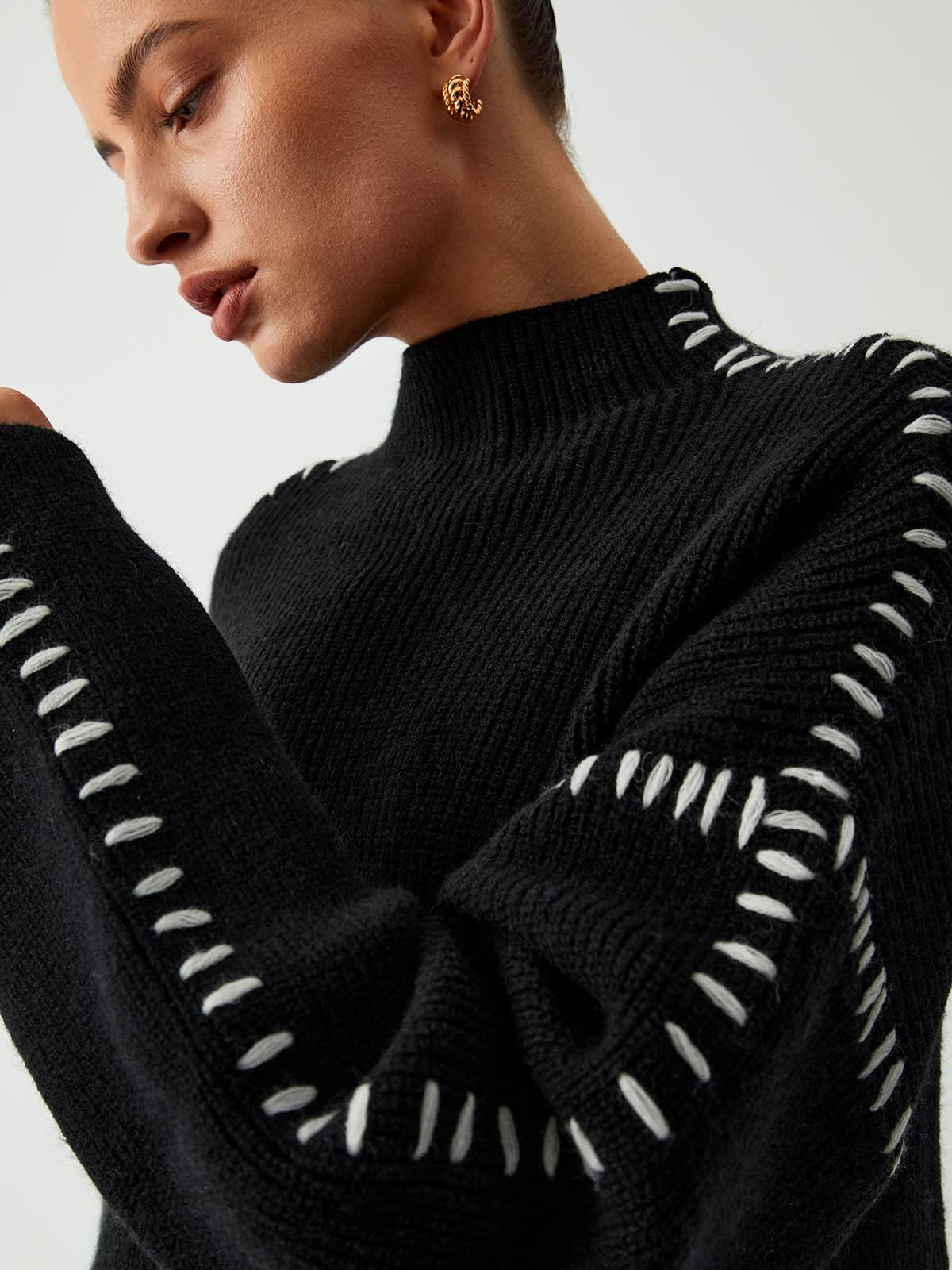 Aurora Blanket Stitch Mock Neck Knitted Jumper_5