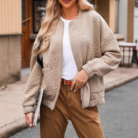 Calla Textured Teddy Bomber Jacket for Women