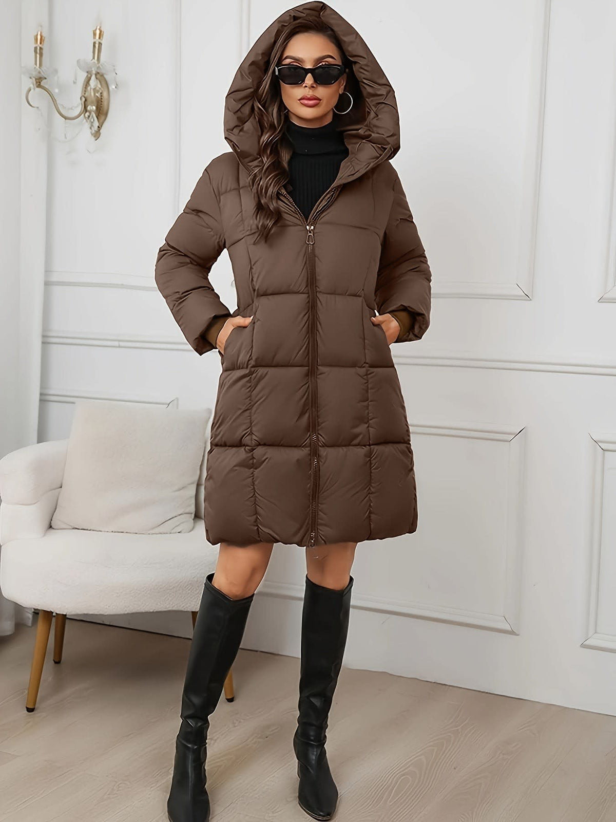 Sylvie Hooded Longline Quilted Puffer Coat_4
