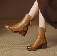 Nerissa Leather Pointed Toe Heeled Boots