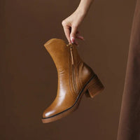 Nerissa Leather Pointed Toe Heeled Boots