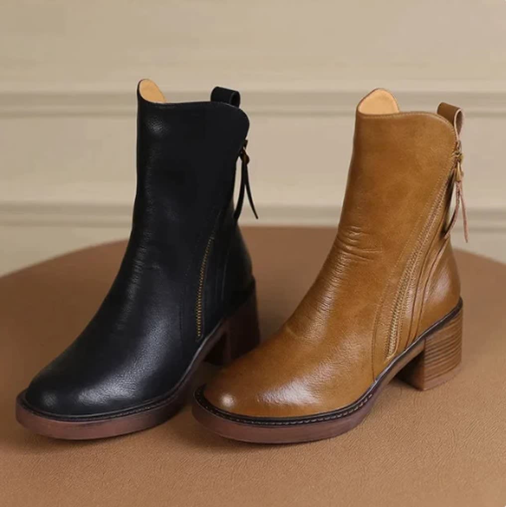 Nerissa Leather Pointed Toe Heeled Boots