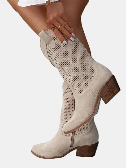 Calla Perforated Western Mid Calf Boots_1