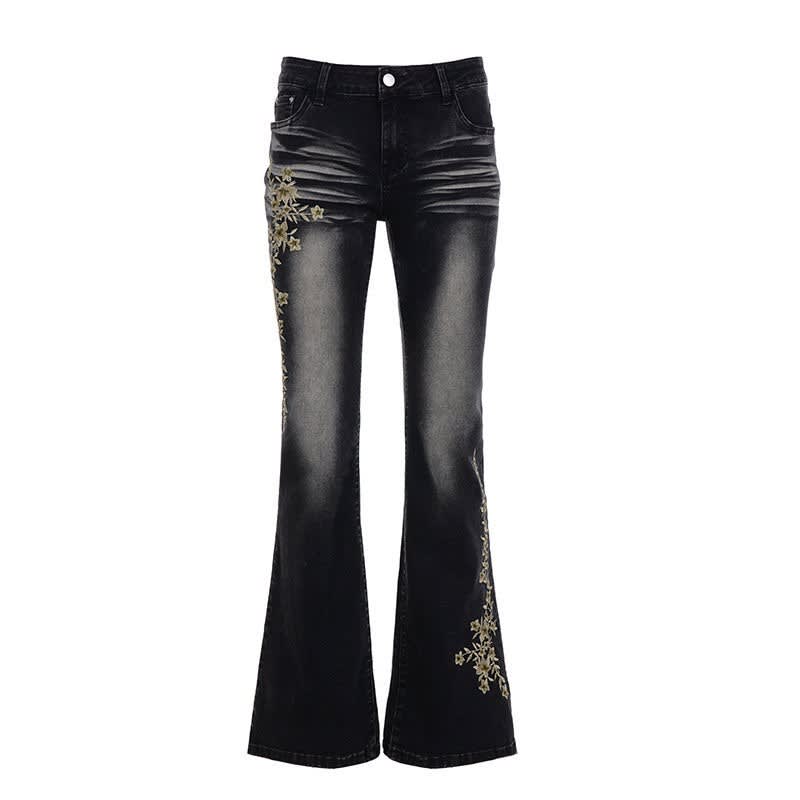 Fern Ladies Flared Jeans with Floral Embroidery_6