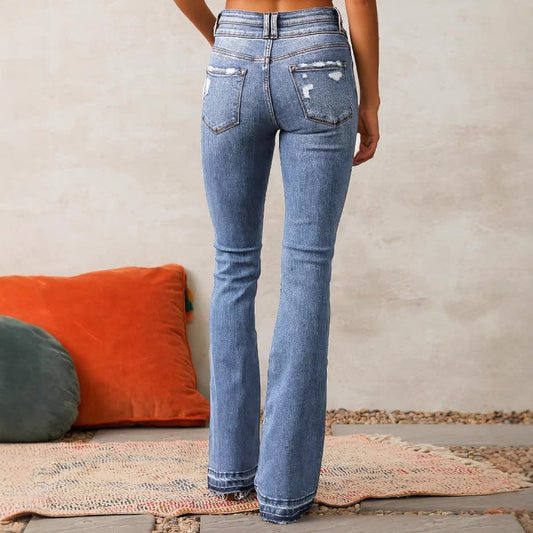 Emilia Distressed High Waist Flared Jeans_1