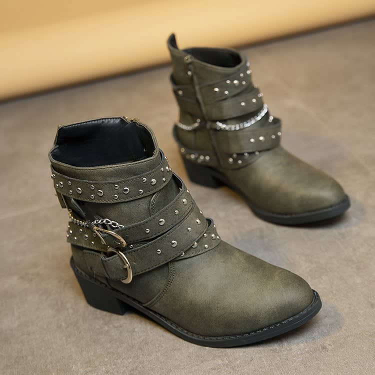 Elowen Studded Buckle Strap Ankle Boots