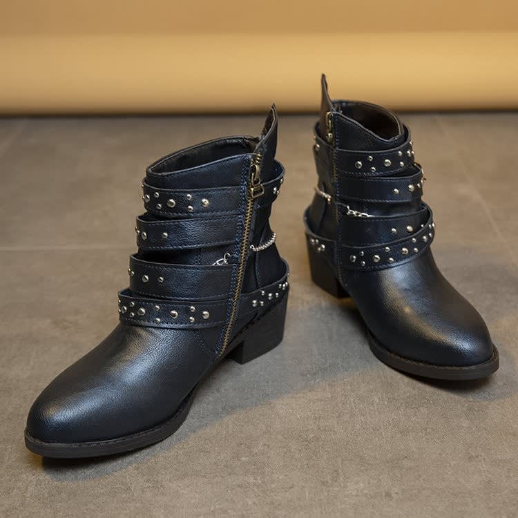 Elowen Studded Buckle Strap Ankle Boots