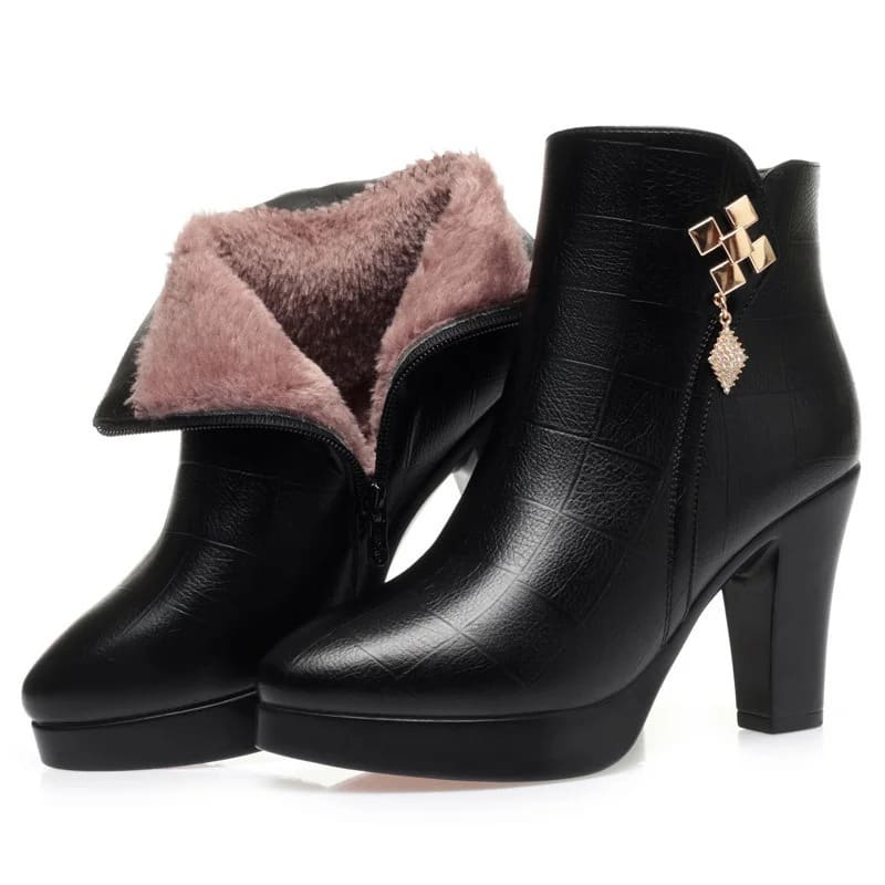 Liesel Warm Lined Block Heel Ankle Boots