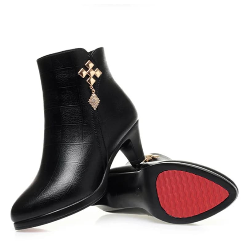 Liesel Warm Lined Block Heel Ankle Boots