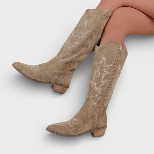 Solene Embroidered Cowboy Knee High Boots_1