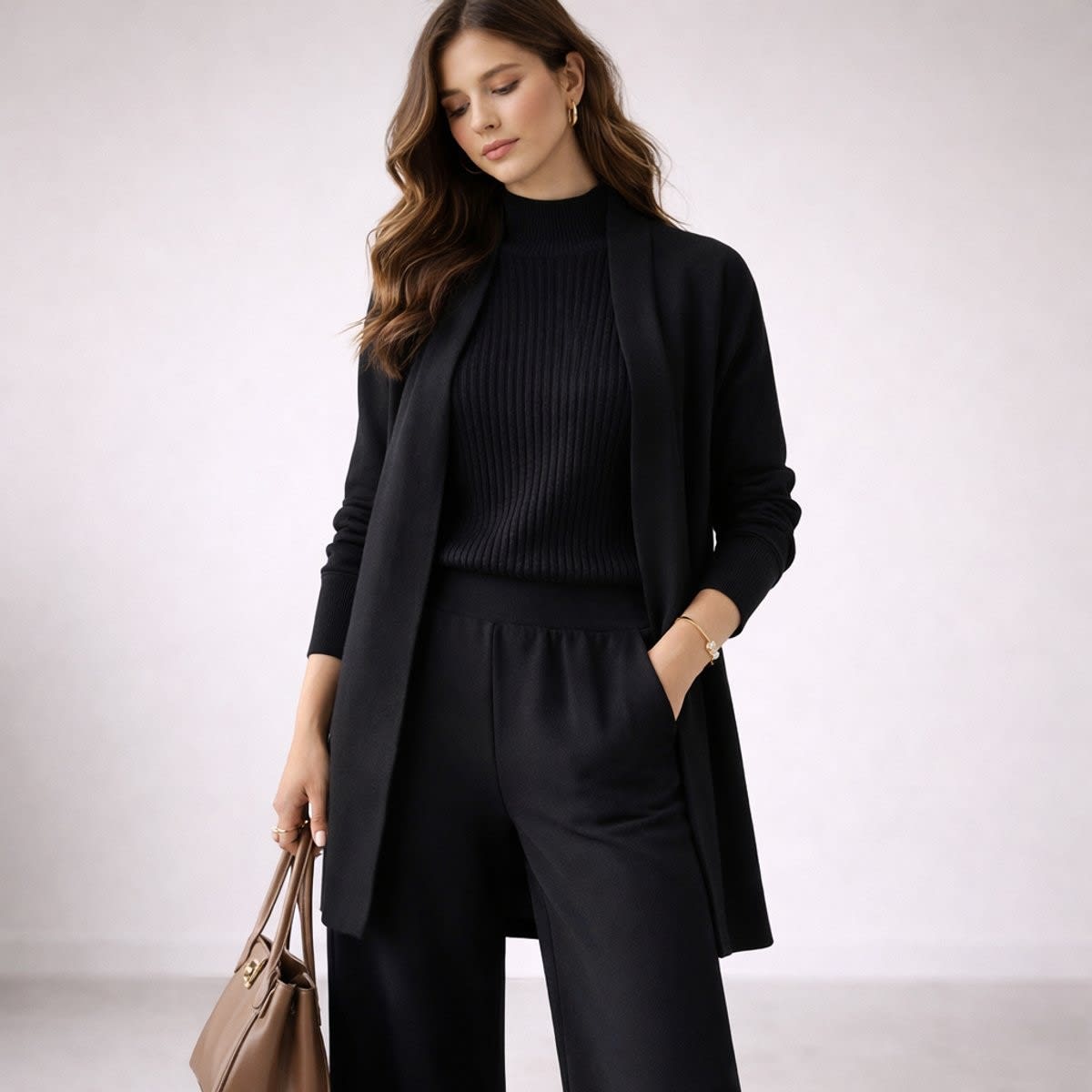 Ophelia Three Piece Knit Lounge Set with Long Cardigan_3