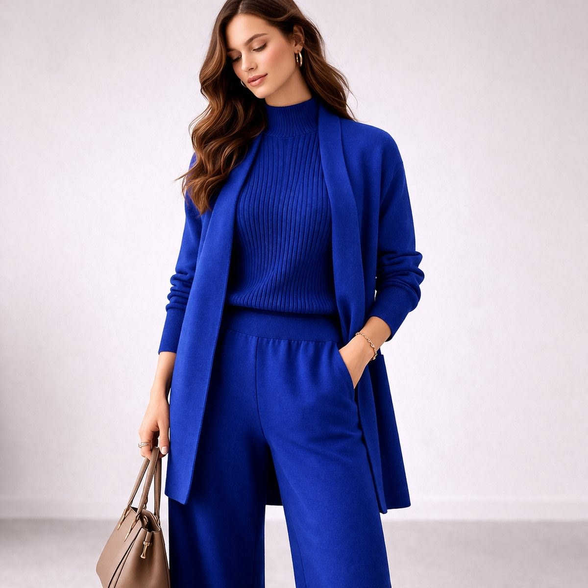 Ophelia Three Piece Knit Lounge Set with Long Cardigan_4